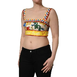 Multicolor Majolica Print Cotton Crop Top
