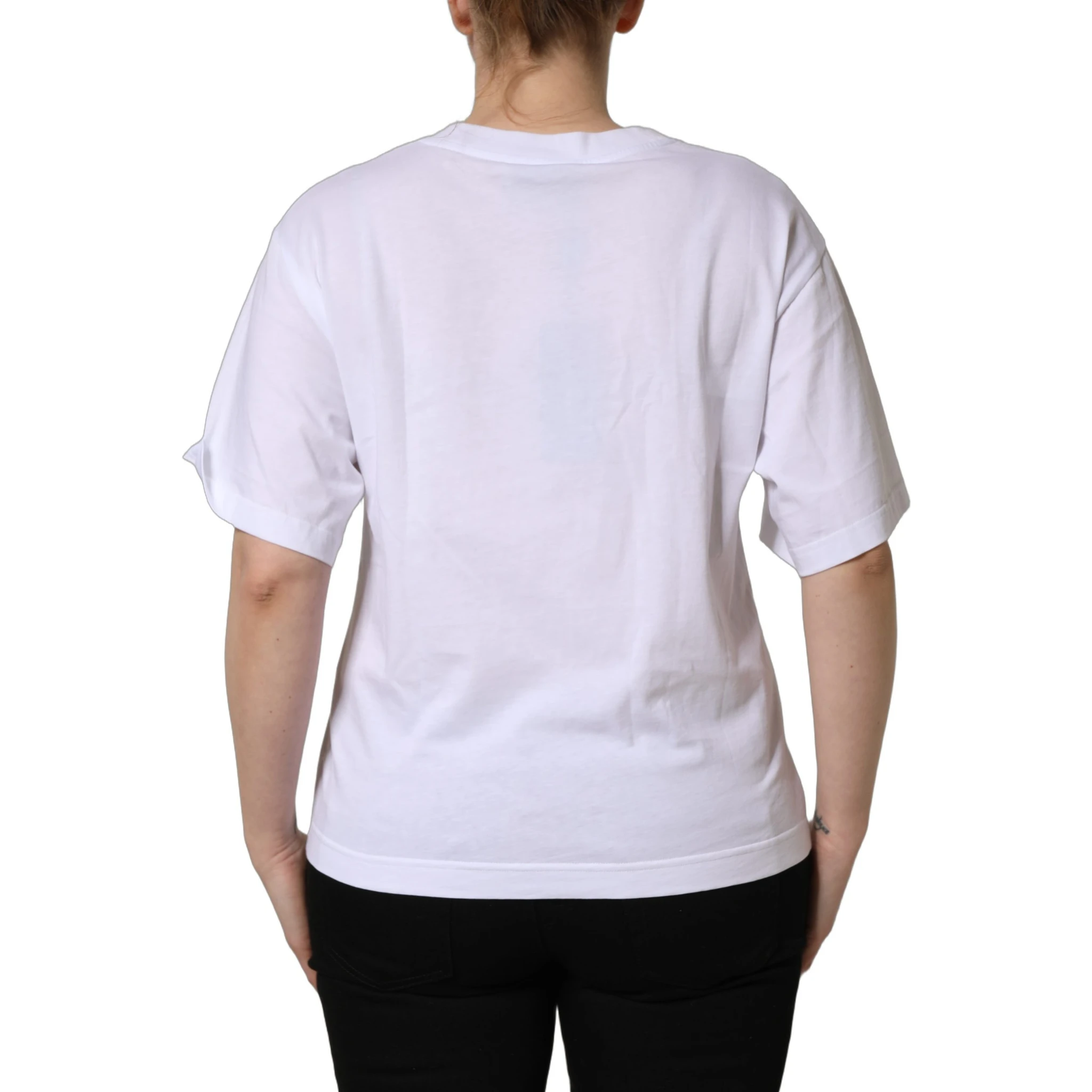 White Cotton DG Logo Patch Crew Neck T-shirt