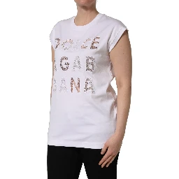 White Logo Round Neck Sleeveless T-shirt