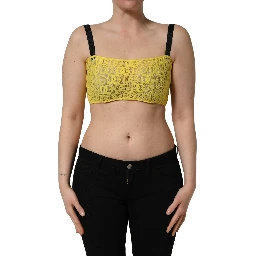 Yellow Cotton Crepe Chiffon Crop Bralette Top