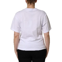 White Cotton DG Logo Patch Crew Neck T-shirt