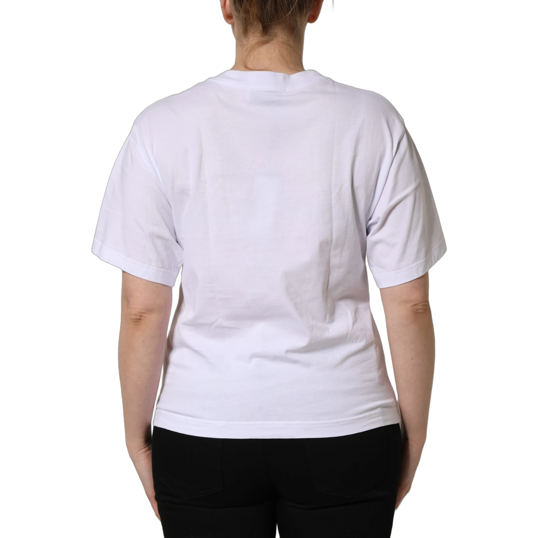 White Cotton DG Logo Patch Crew Neck T-shirt