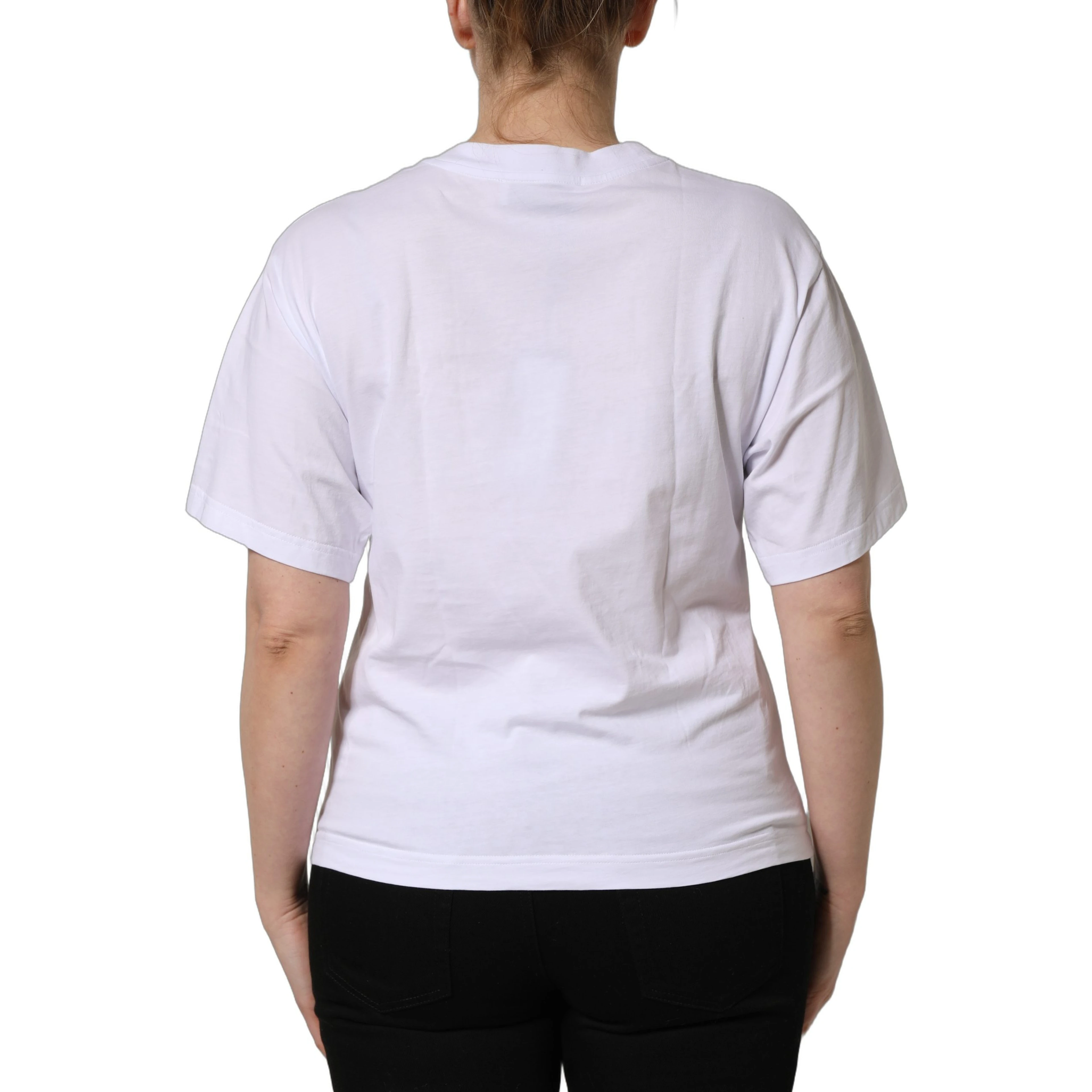 White Cotton DG Logo Patch Crew Neck T-shirt