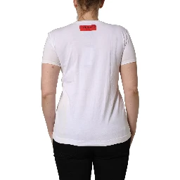 White D&G is Flowers Print Round Neck T-shirt