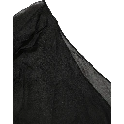 Black Wrap Sheer Chiffon One Shoulder Top