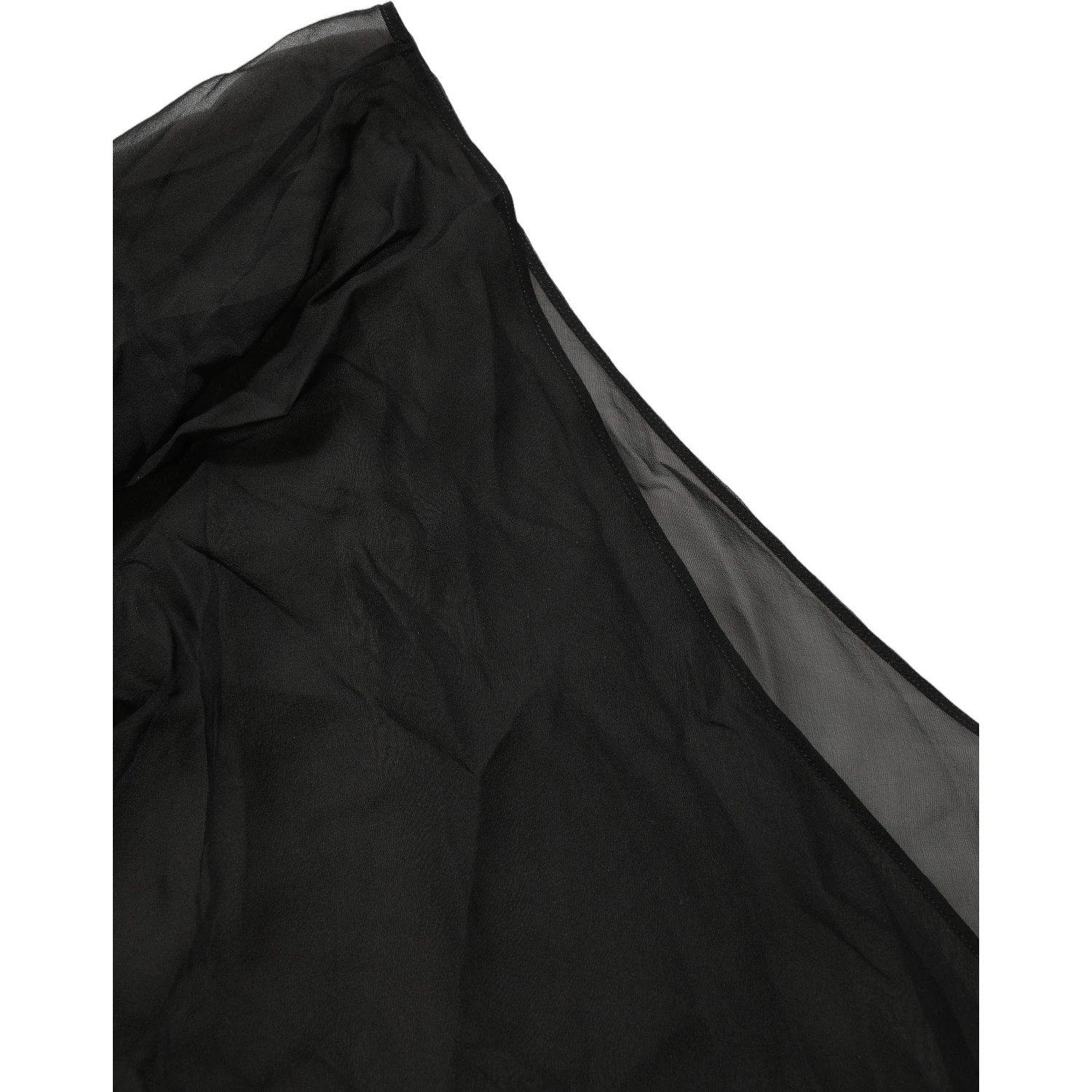 Black Wrap Sheer Chiffon One Shoulder Top