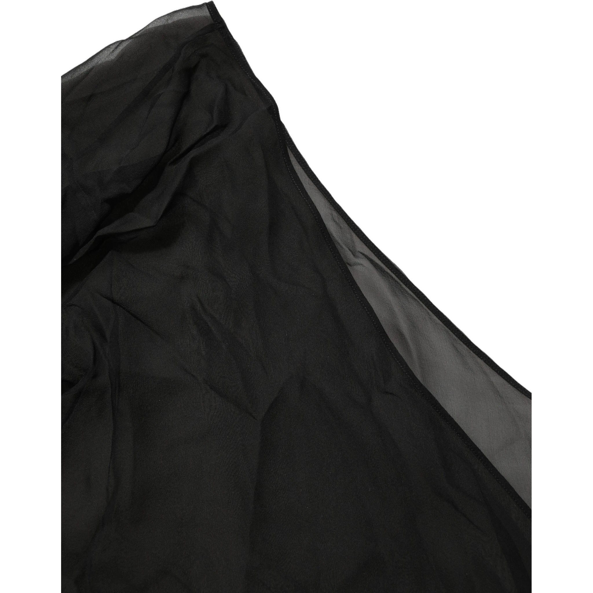 Black Wrap Sheer Chiffon One Shoulder Top