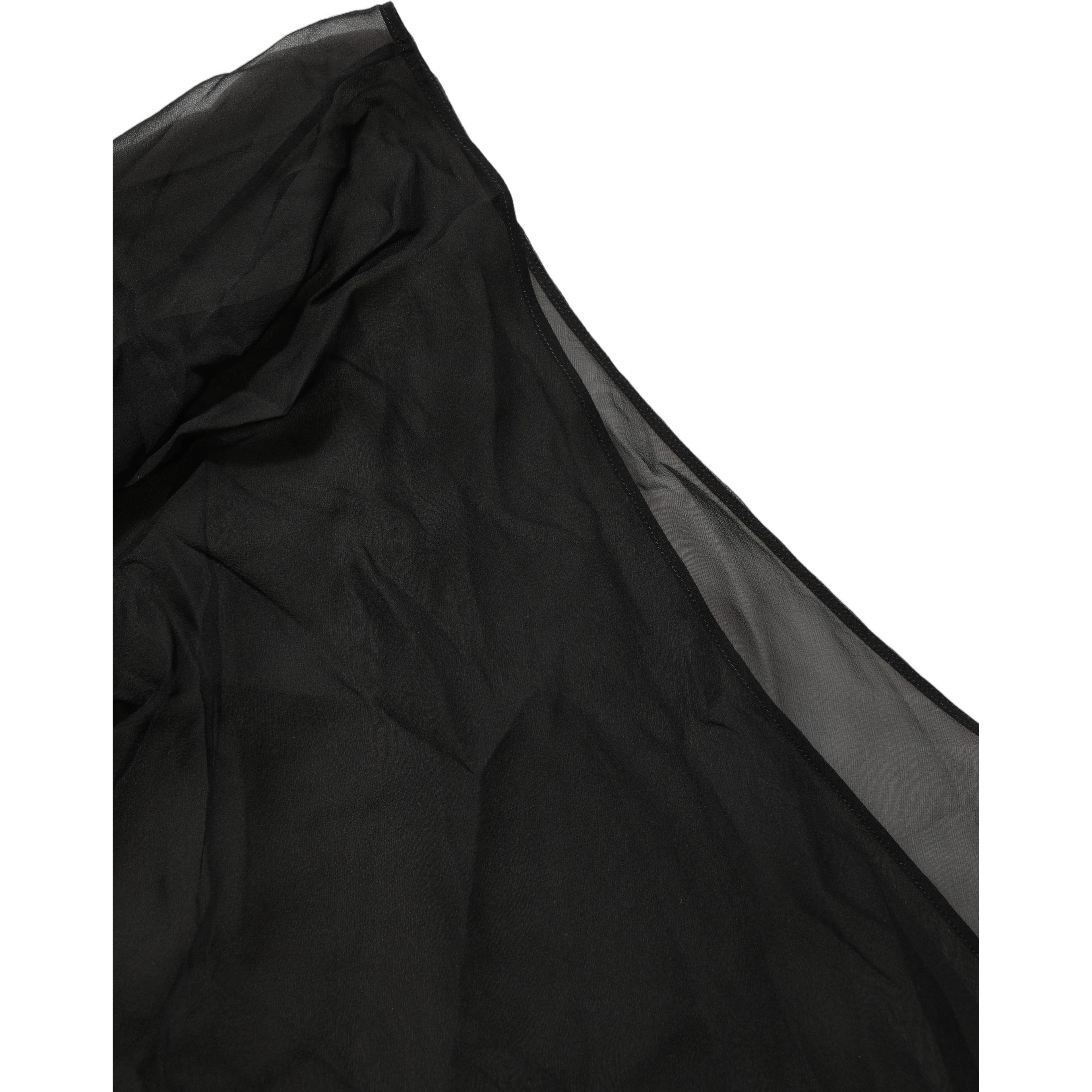 Black Wrap Sheer Chiffon One Shoulder Top