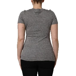 Gray Logo Embroidery Short Sleeve T-shirt