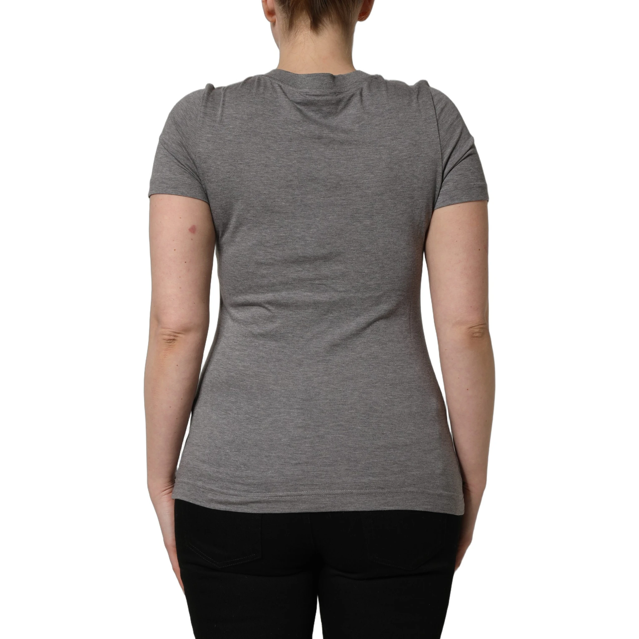Gray Logo Embroidery Short Sleeve T-shirt