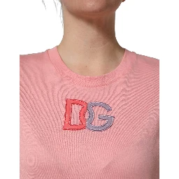 Pink Cotton DG Logo Round Neck Tank T-shirt