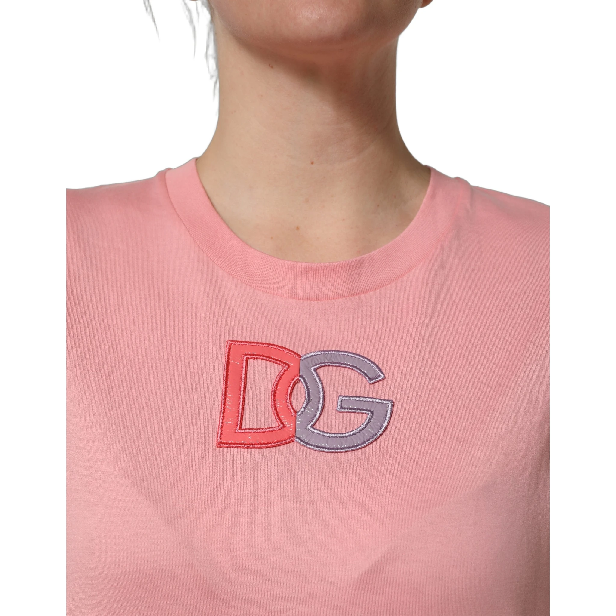 Pink Cotton DG Logo Round Neck Tank T-shirt