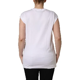 White Logo Round Neck Sleeveless T-shirt