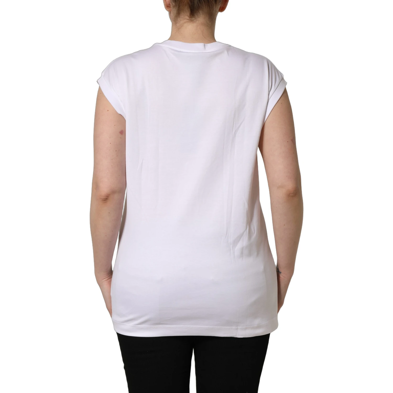 White Logo Round Neck Sleeveless T-shirt