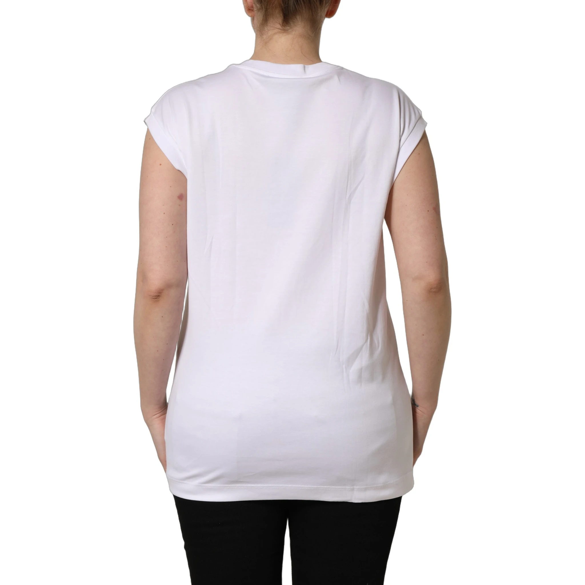 White Logo Round Neck Sleeveless T-shirt