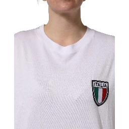 White Italia Flag Patch Round Neck T-shirt