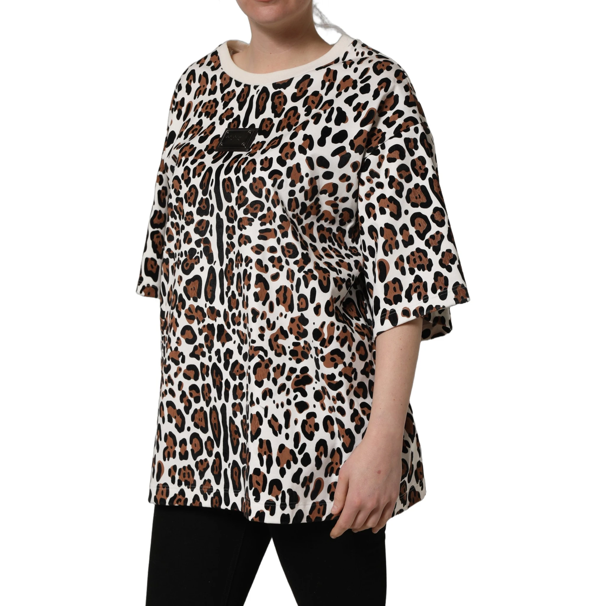 Multicolor Leopard Print Crew Neck T-shirt