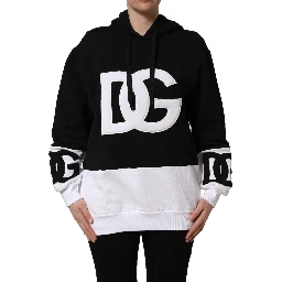 BlackWhite Appliqué Hooded Sweatshirt Sweater