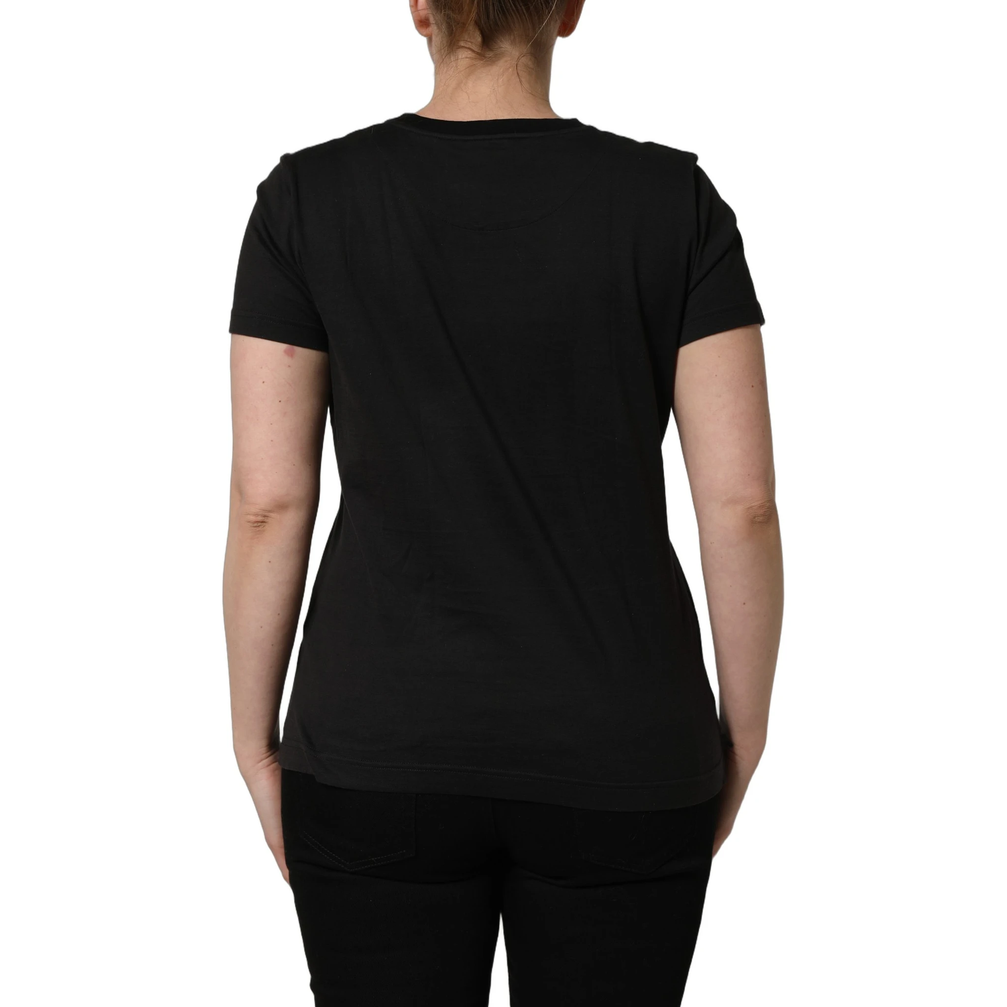 Black Tropical Jungle Round Neck T-shirt