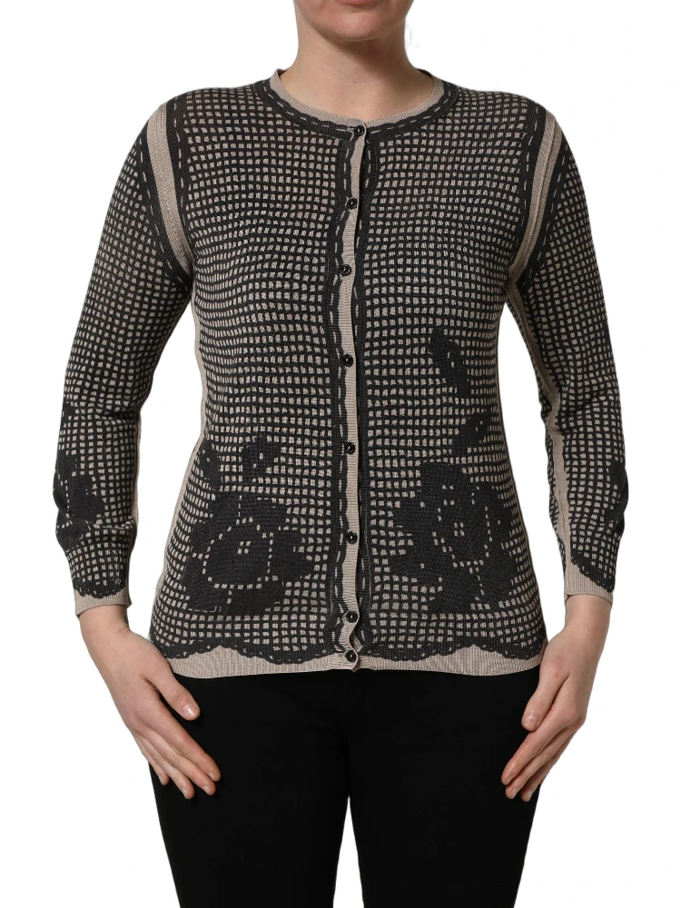 Black Floral Lace ButtonDownCardigan Sweater