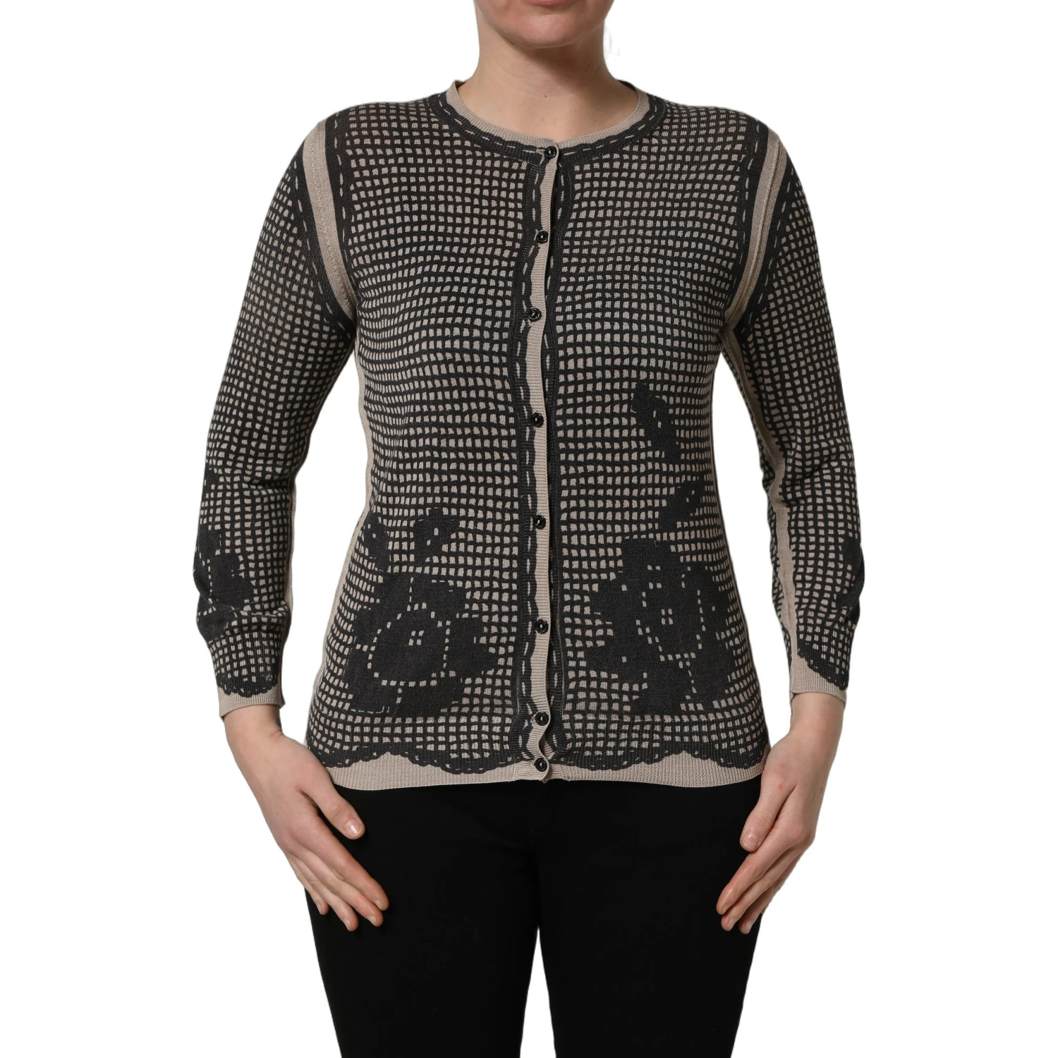Black Floral Lace ButtonDownCardigan Sweater