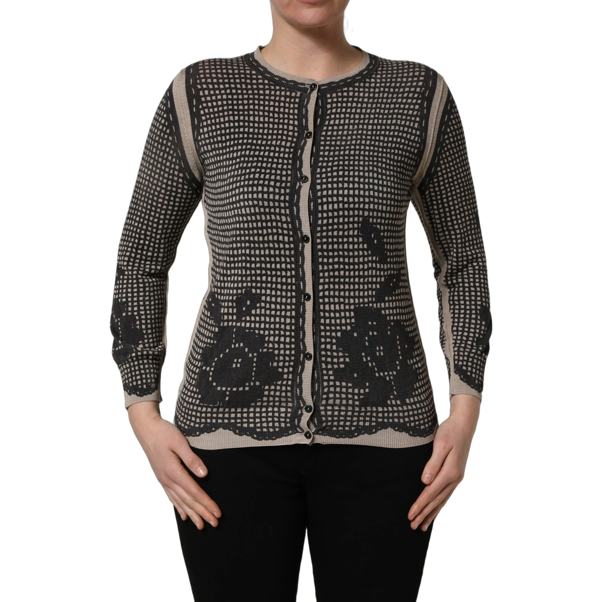 Black Floral Lace ButtonDownCardigan Sweater