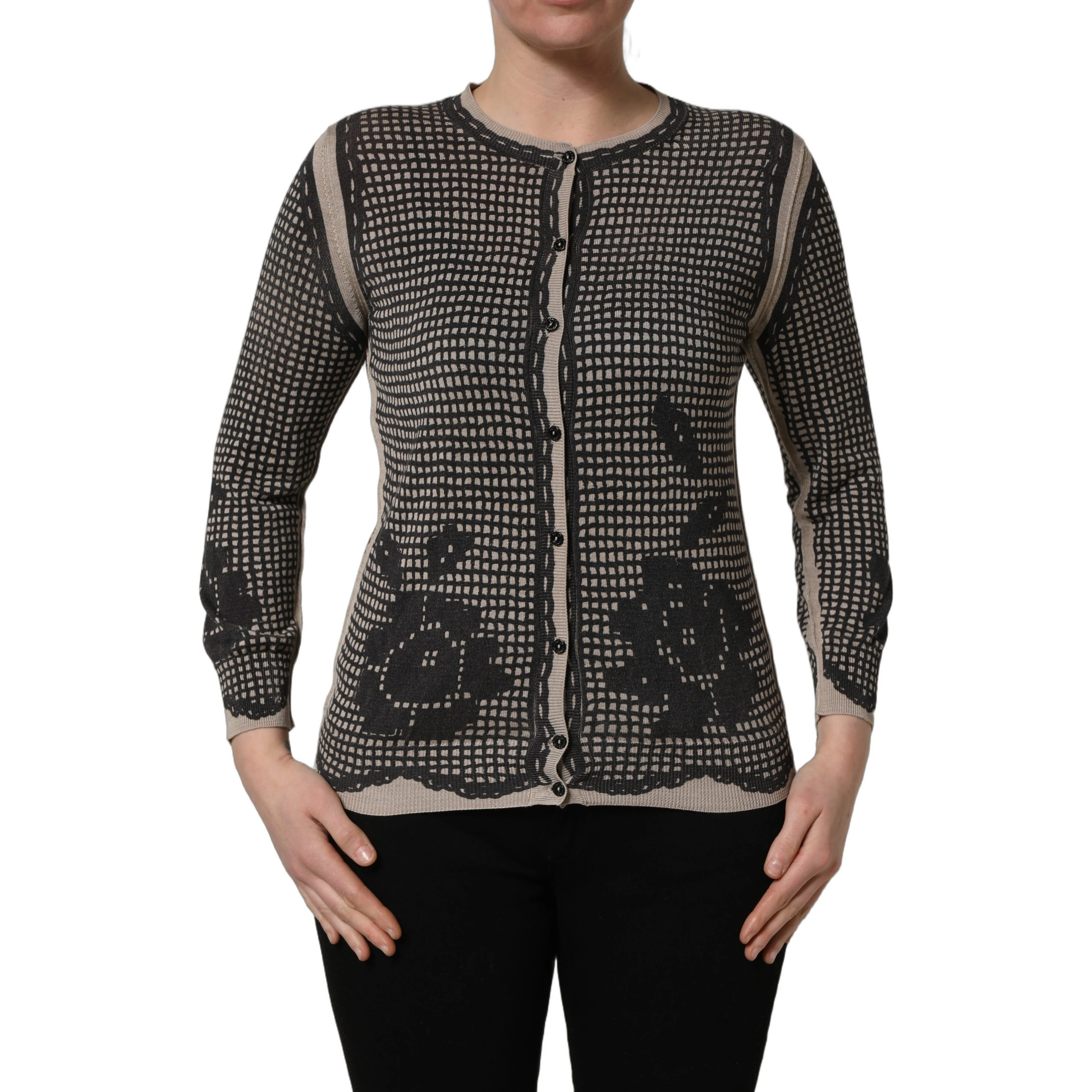 Black Floral Lace ButtonDownCardigan Sweater