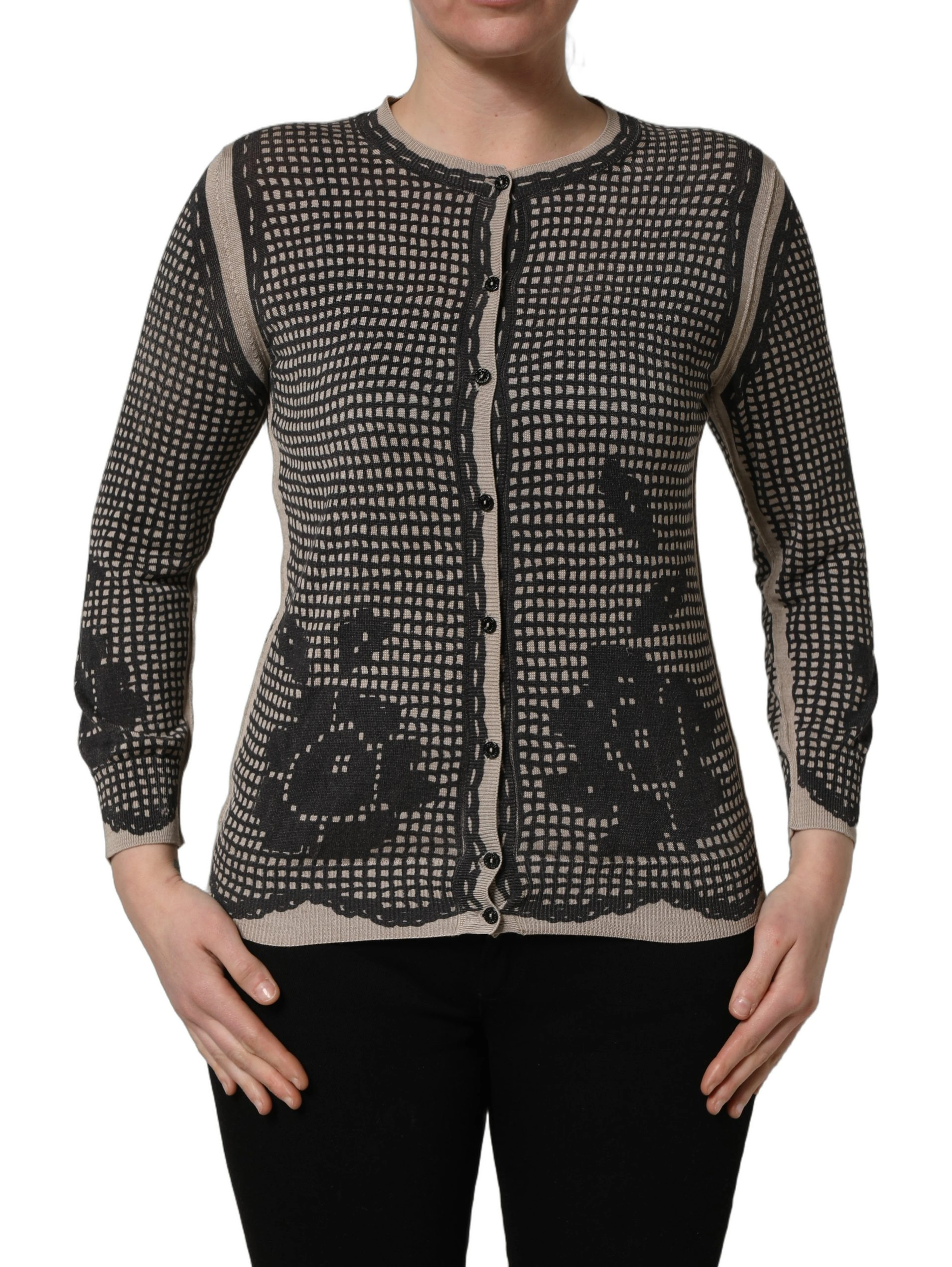 Black Floral Lace ButtonDownCardigan Sweater