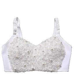 White Pearls Beaded Corset Bustier Crop Top