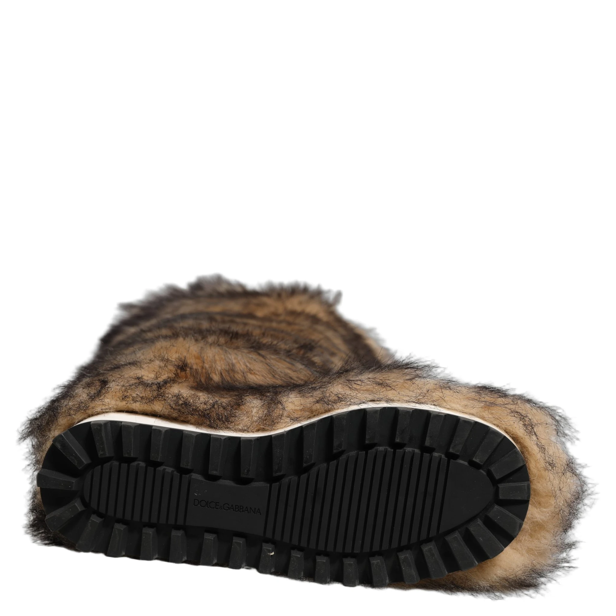 Brown Faux Skim Ski Fur Knee High Boots Shoes