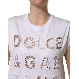 White Logo Round Neck Sleeveless T-shirt