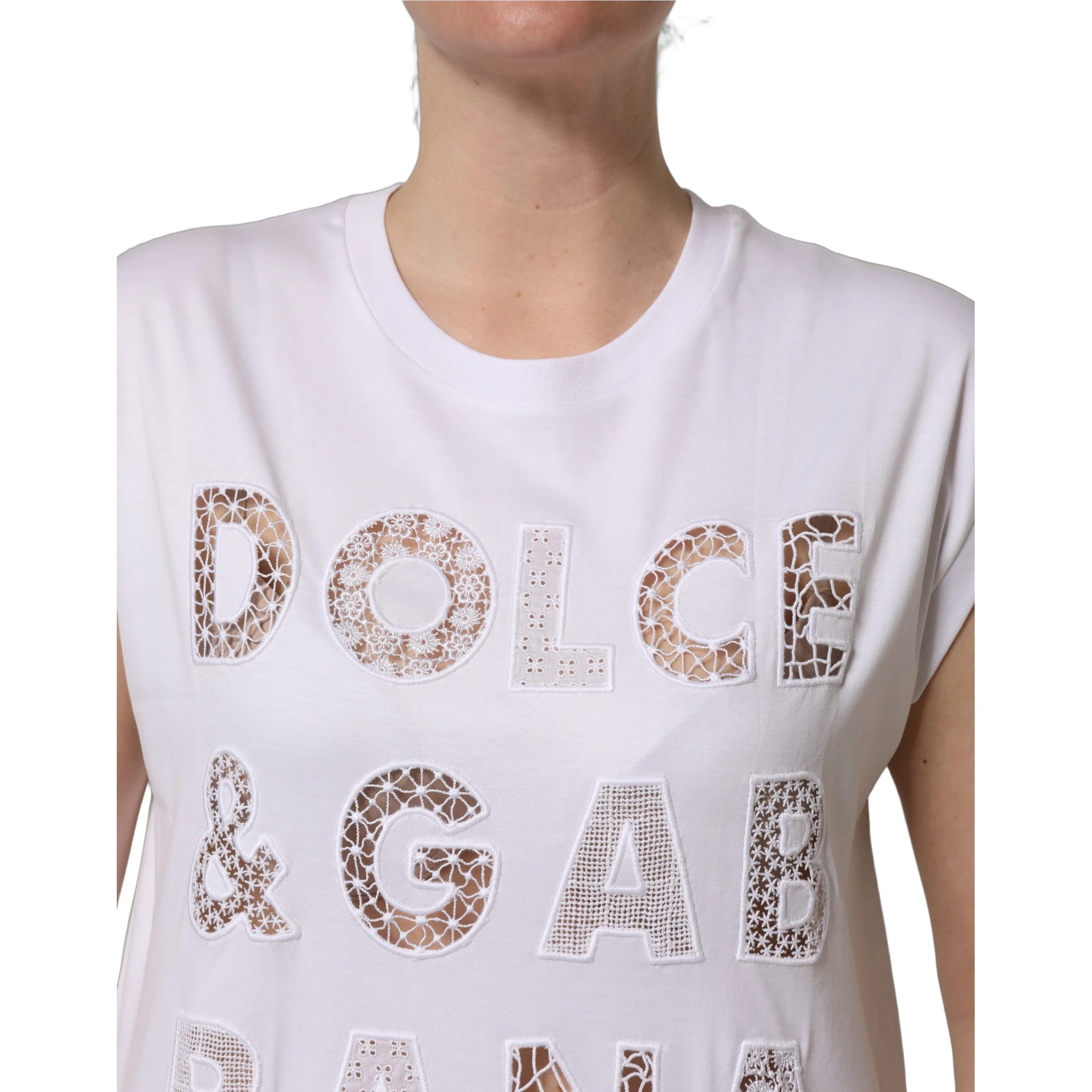 White Logo Round Neck Sleeveless T-shirt