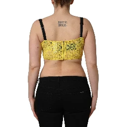 Yellow Cotton Crepe Chiffon Crop Bralette Top