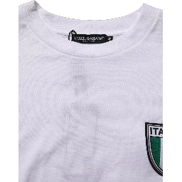 White Italia Flag Patch Round Neck T-shirt