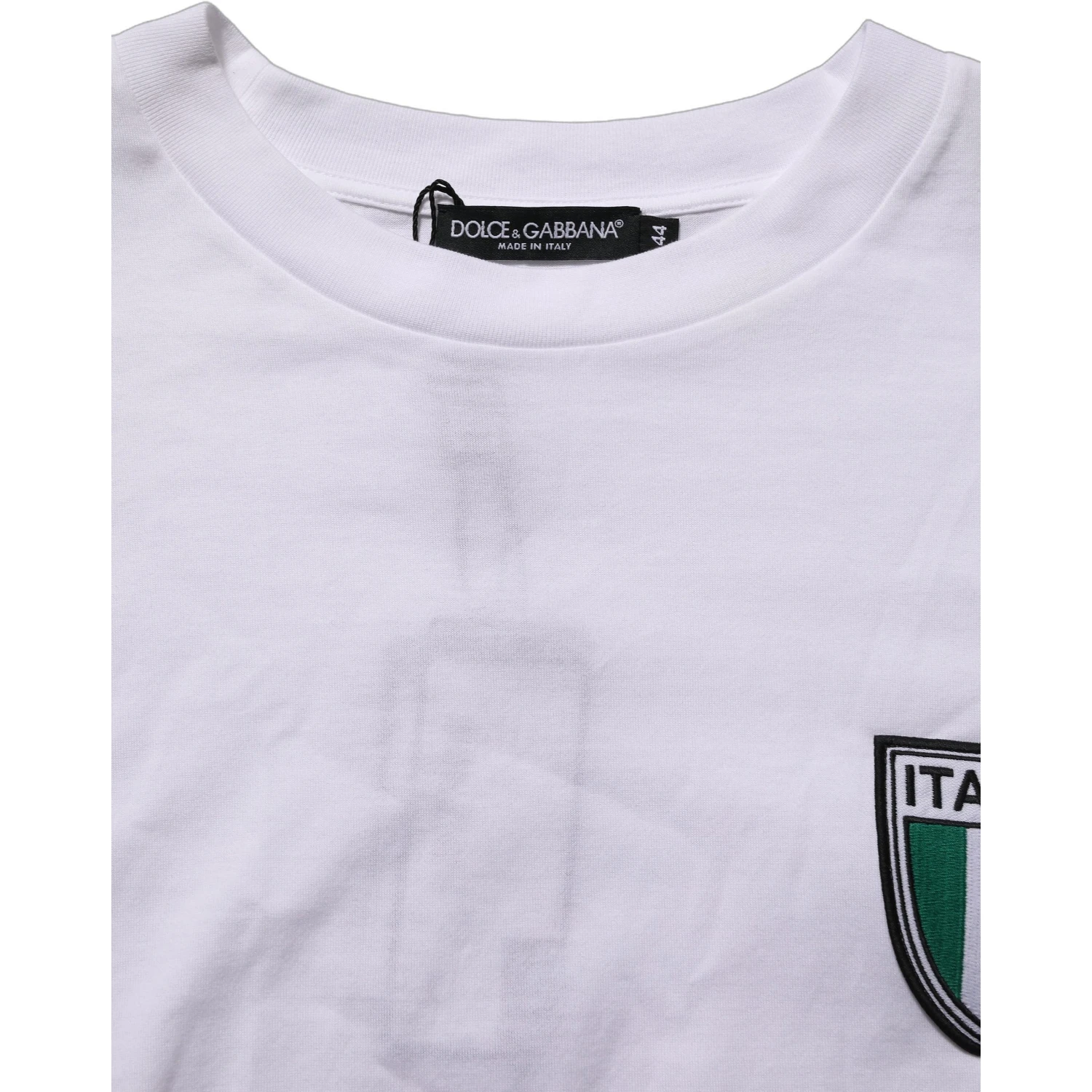White Italia Flag Patch Round Neck T-shirt
