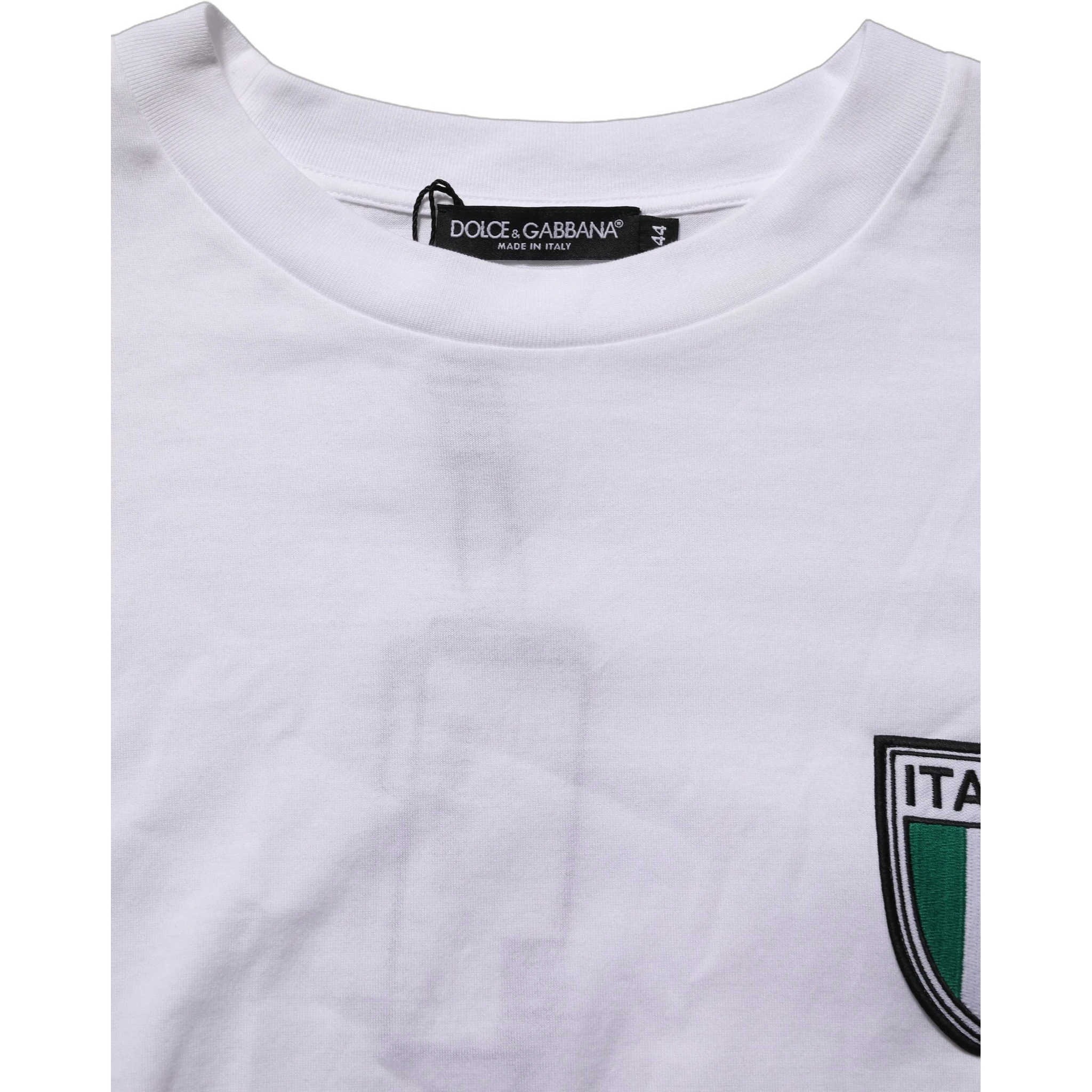 White Italia Flag Patch Round Neck T-shirt