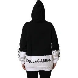 BlackWhite Appliqué Hooded Sweatshirt Sweater