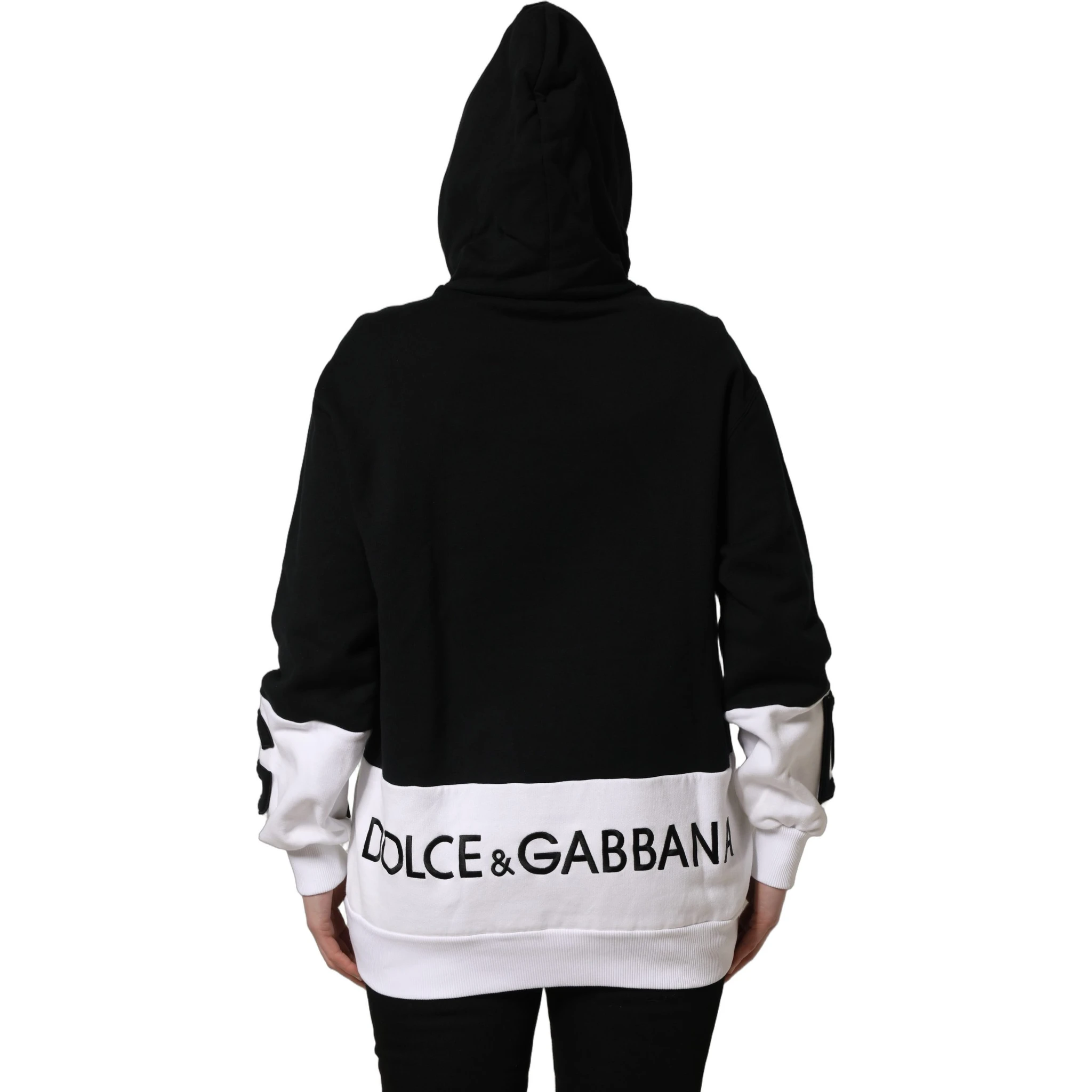BlackWhite Appliqué Hooded Sweatshirt Sweater