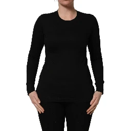 Black Long Sleeves Crew Neck Pullover Sweater
