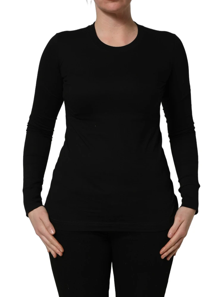 Black Long Sleeves Crew Neck Pullover Sweater
