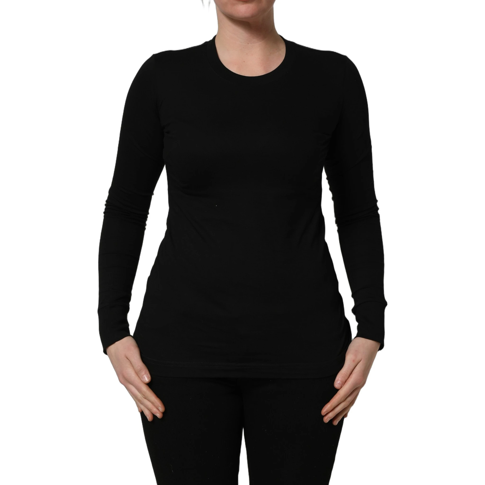 Black Long Sleeves Crew Neck Pullover Sweater