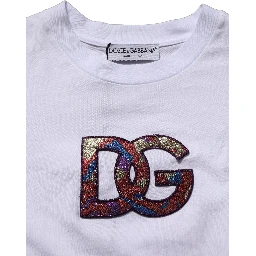 White Cotton DG Logo Patch Crew Neck T-shirt
