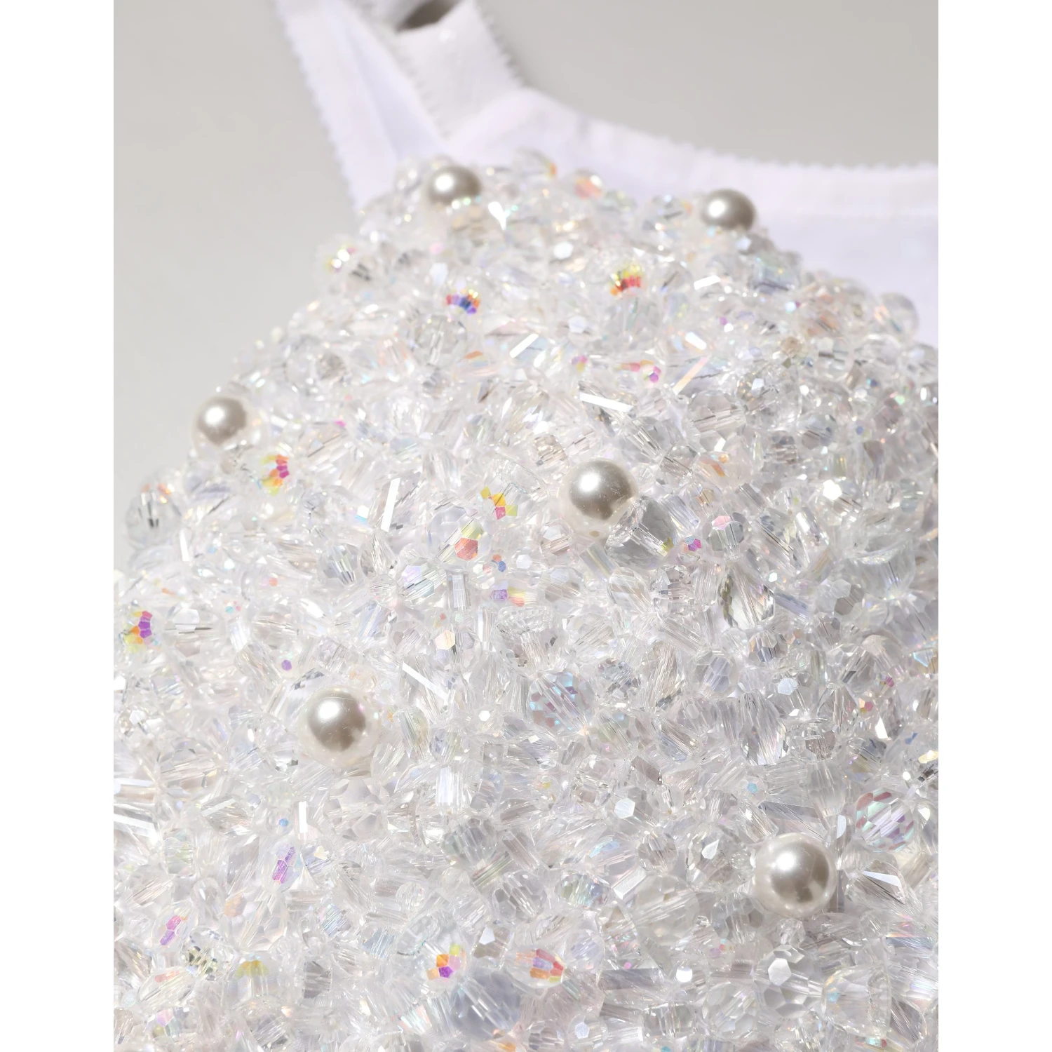White Pearls Beaded Corset Bustier Crop Top