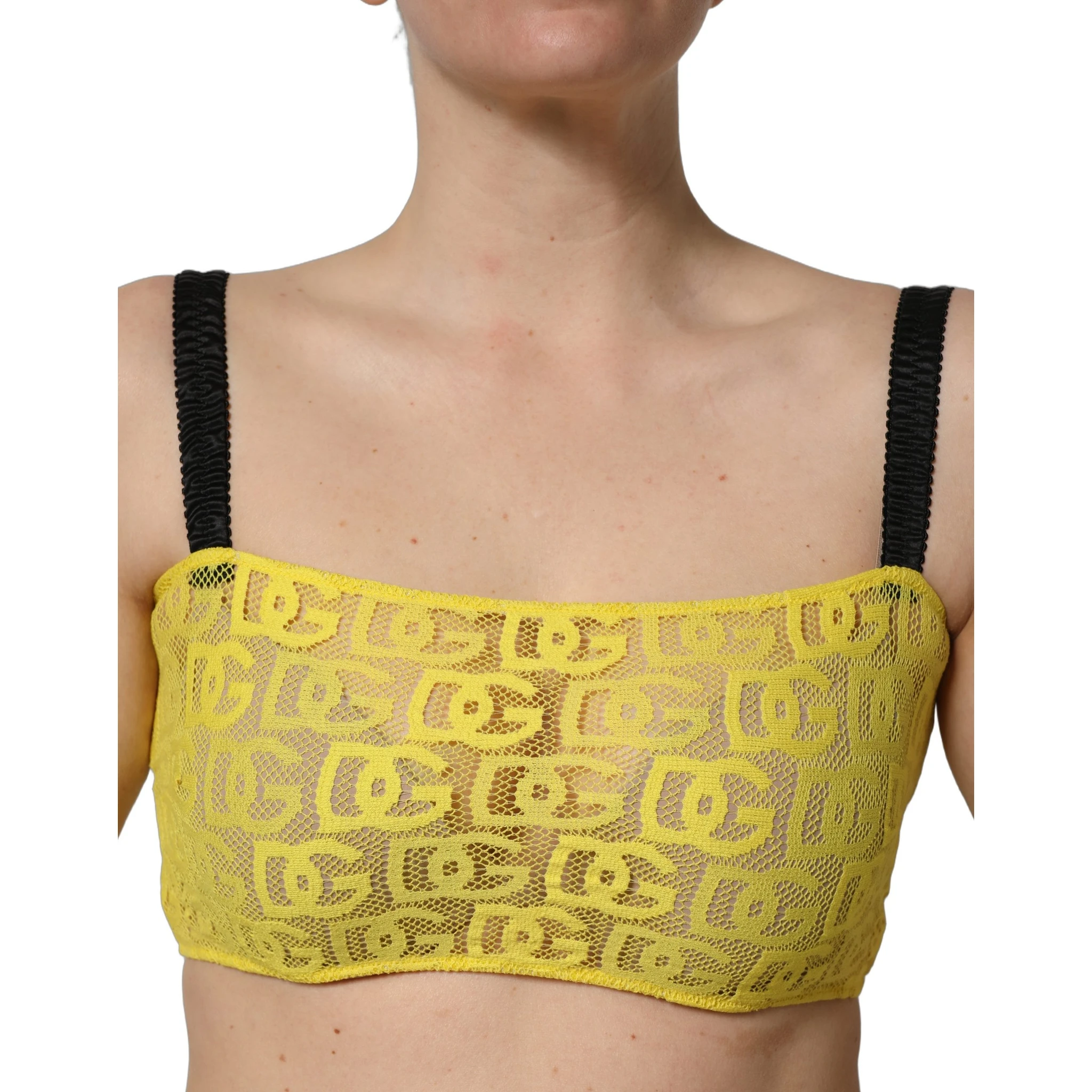 Yellow Cotton Crepe Chiffon Crop Bralette Top