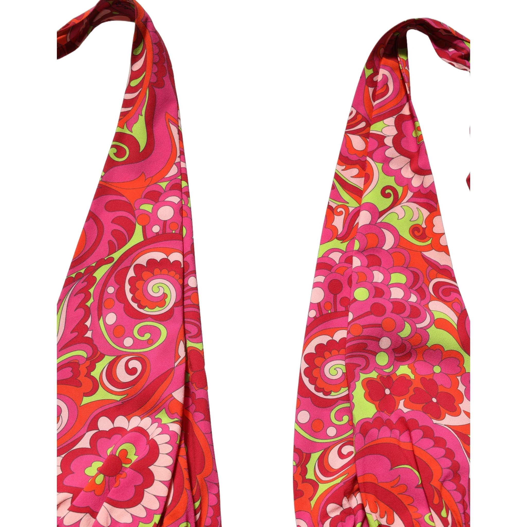 Red Paisley Silk Halter Neck Crop Tank Top
