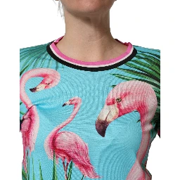 Multicolor Flamingo ZebraStriped Trim T-shirt