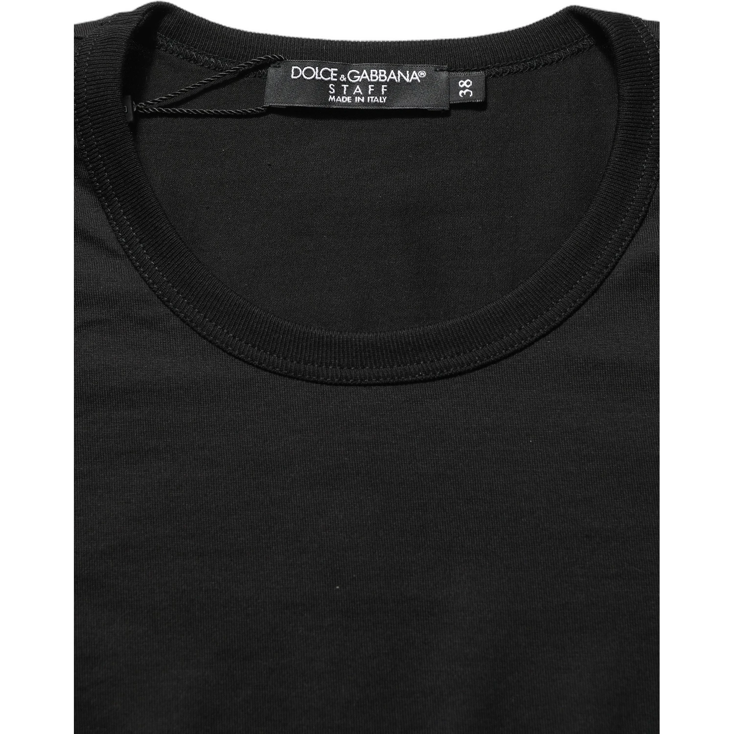 Black Cotton Round Neck Short Sleeve T-shirt