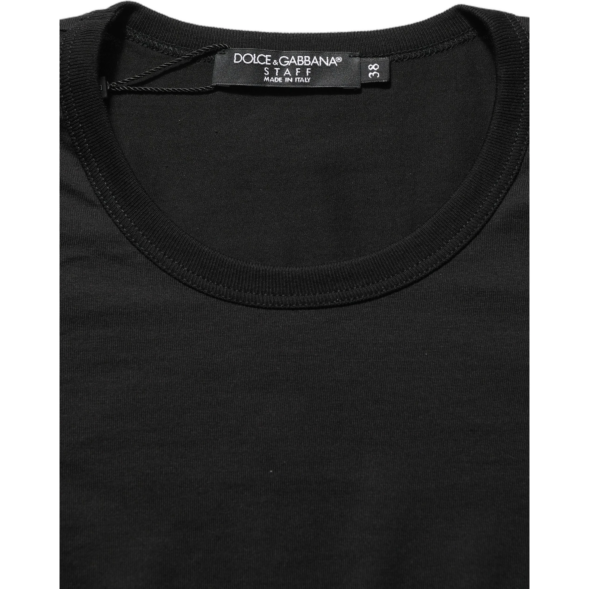 Black Cotton Round Neck Short Sleeve T-shirt