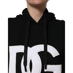 BlackWhite Appliqué Hooded Sweatshirt Sweater