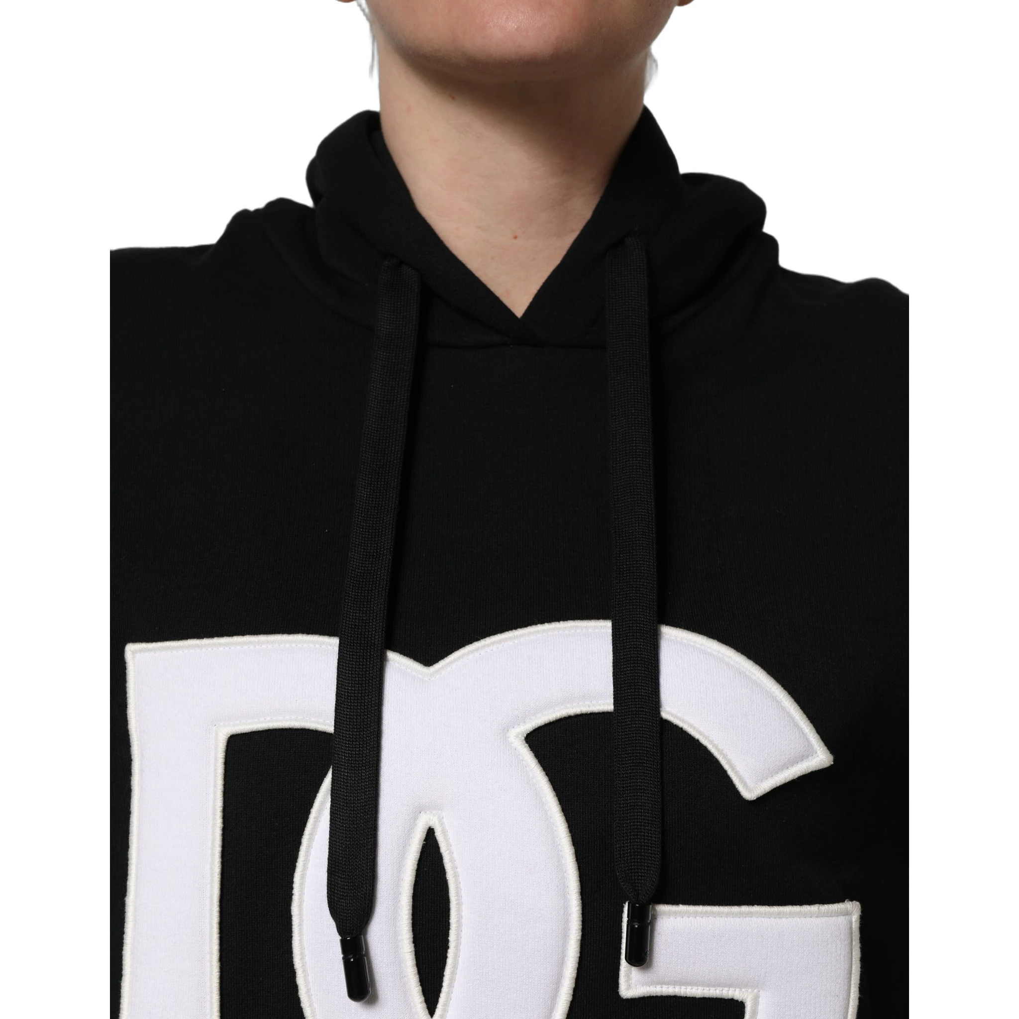 BlackWhite Appliqué Hooded Sweatshirt Sweater